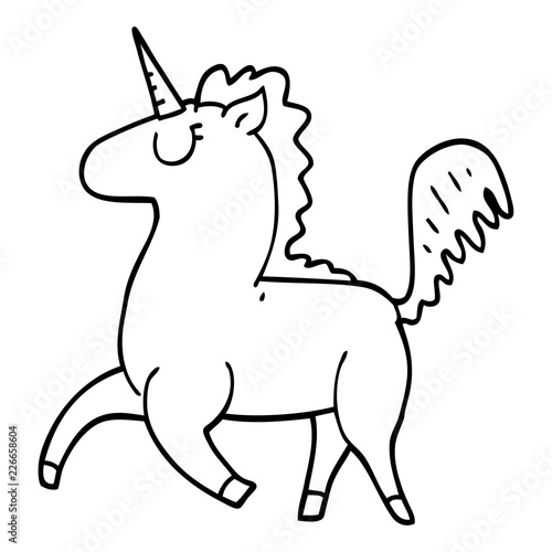 line drawing cartoon unicorn