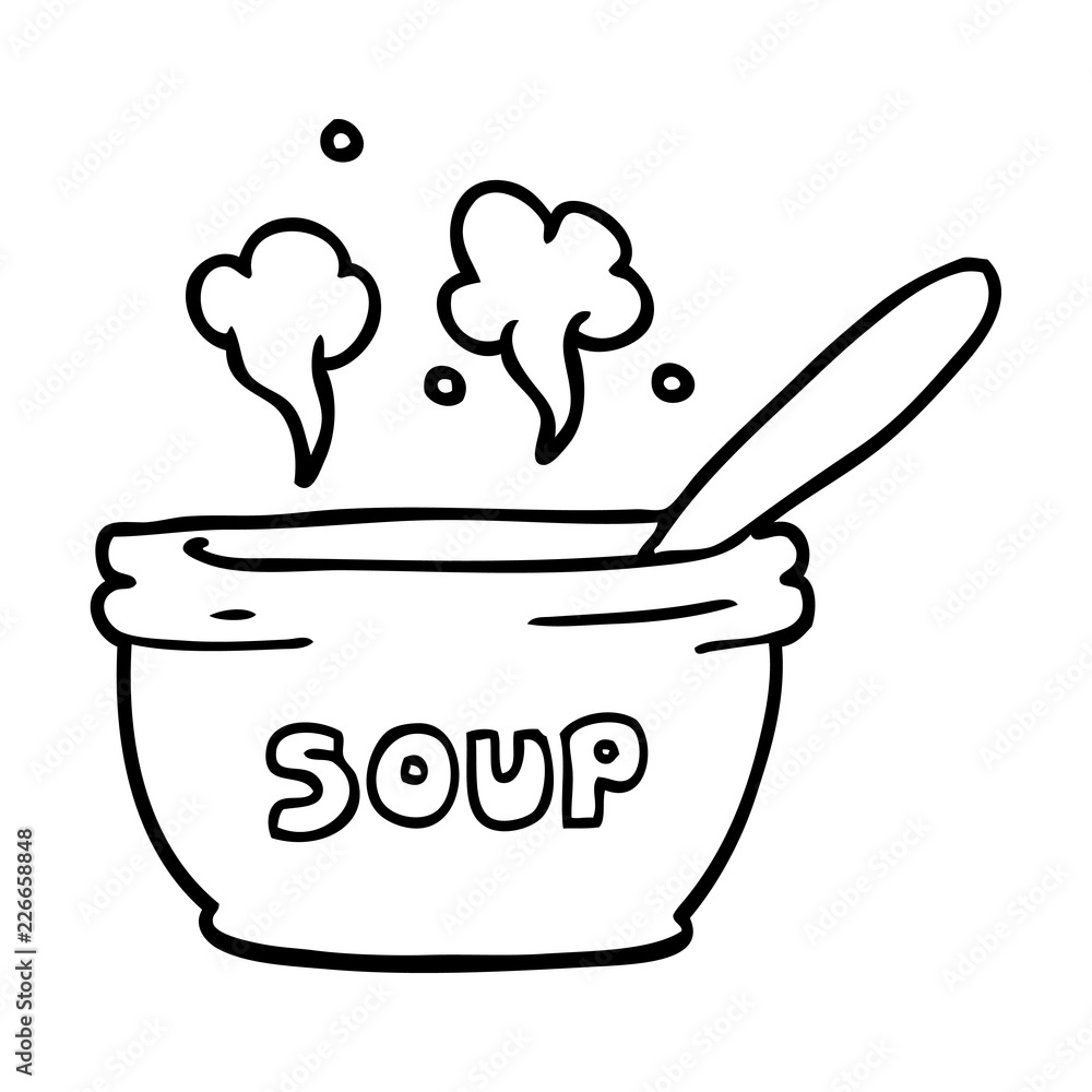 line drawing cartoon of hot soup Stock Vector | Adobe Stock