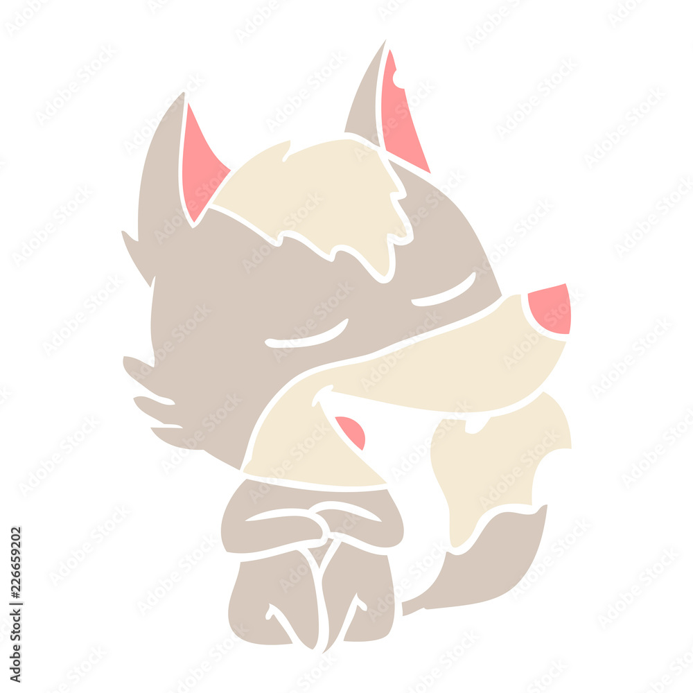 flat color style cartoon wolf sitting laughing flat color style cartoon wolf sitting laughing