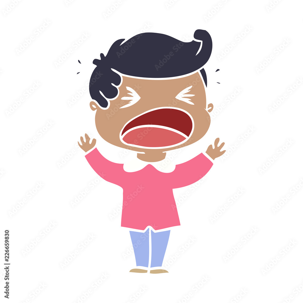 flat color style cartoon shouting man flat color style cartoon shouting man