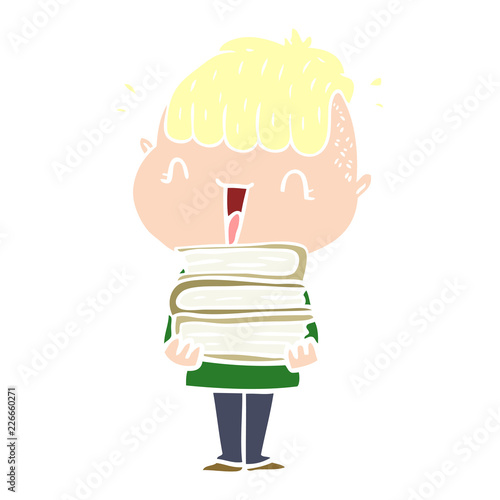 flat color style cartoon happy boy surprised