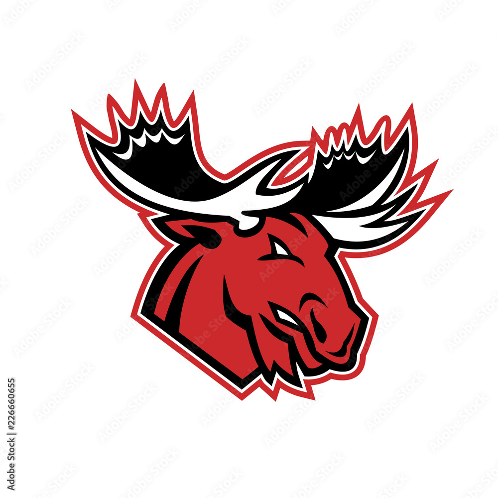 Naklejka premium Angry Moose Head Side Mascot