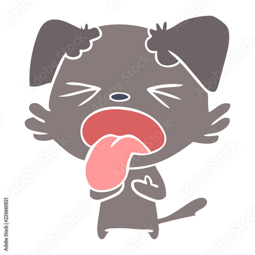 flat color style cartoon disgusted dog