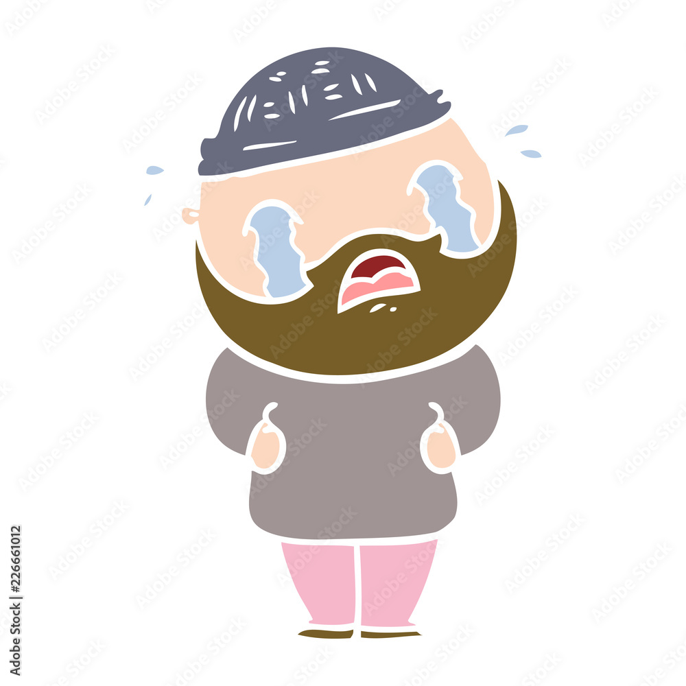 flat color style cartoon bearded man crying flat color style cartoon bearded man crying