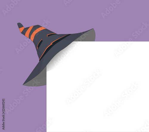 Witch Hat. Holiday card with witch hat on corner