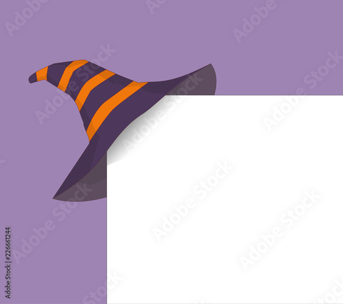 Witch Hat. Holiday card with witch hat on corner