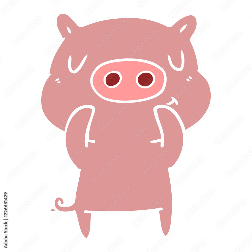 flat color style cartoon content pig flat color style cartoon content pig