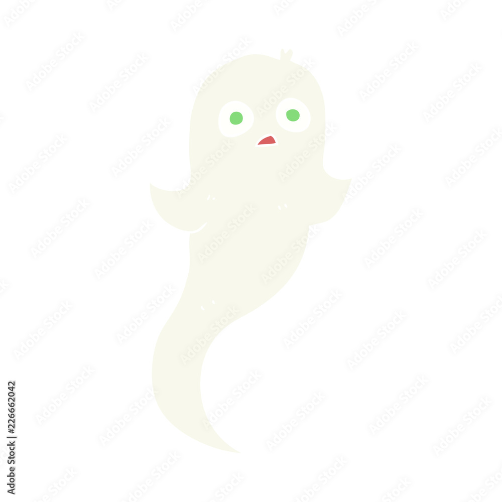 flat color illustration of a cartoon halloween ghost flat color illustration of a cartoon halloween ghost