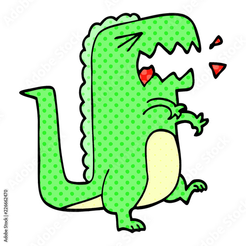 cartoon doodle roaring t rex