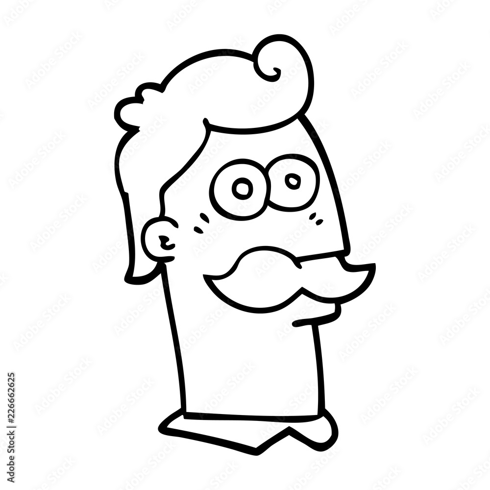 line drawing cartoon man with mustache