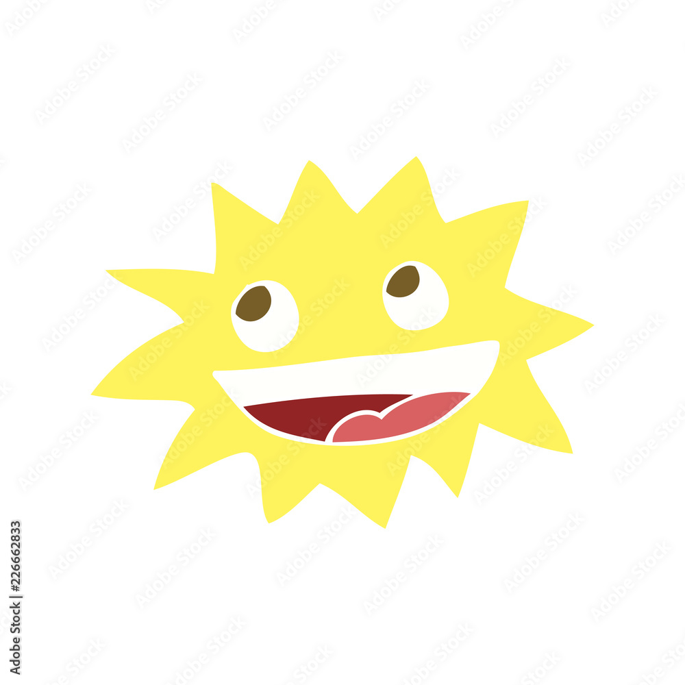 flat color illustration of a cartoon star with face flat color illustration of a cartoon star with face