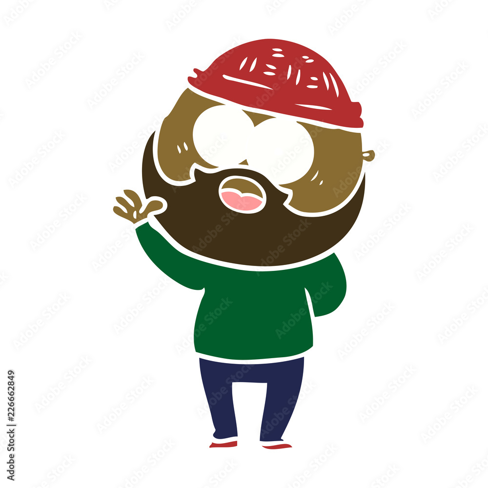 flat color style cartoon bearded man flat color style cartoon bearded man