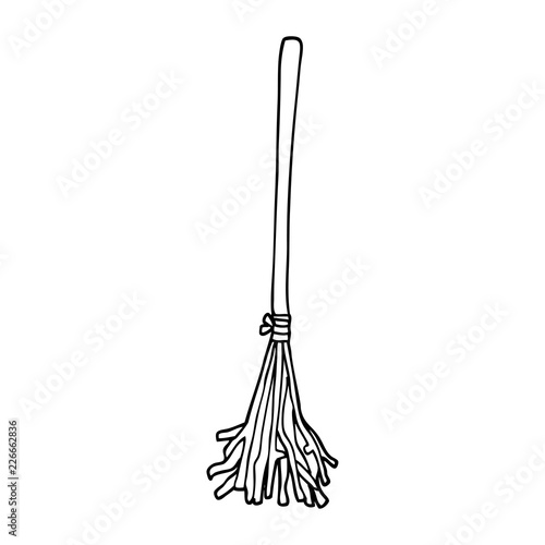 line drawing cartoon magic broom