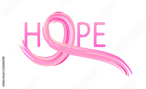 Pink ribbon painting brush vector. Breast cancer awareness month concept.