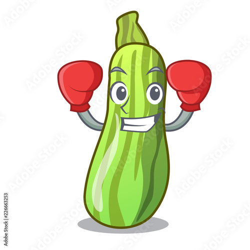 Boxing character fresh zucchini vegetable in market