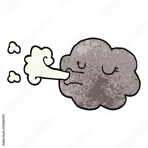 cartoon doodle cloud blowing a gale