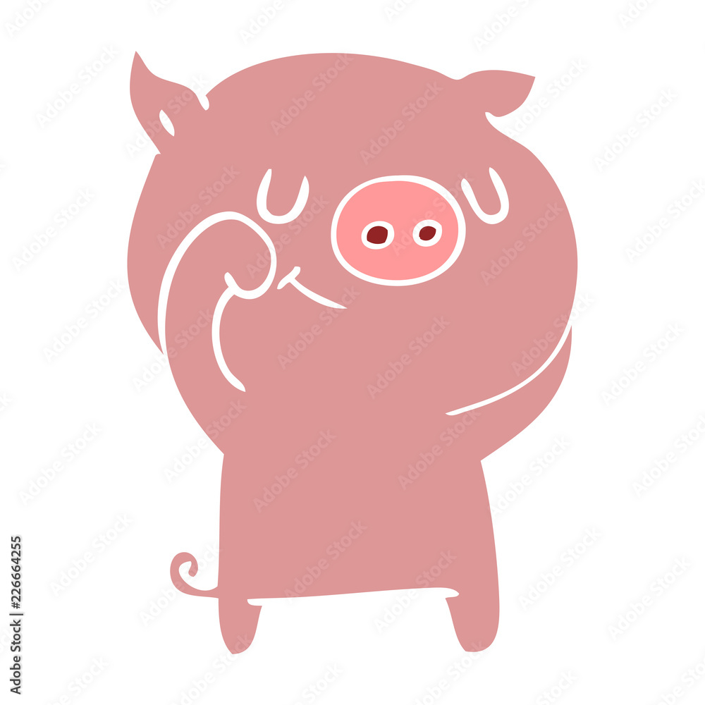 happy flat color style cartoon pig happy flat color style cartoon pig