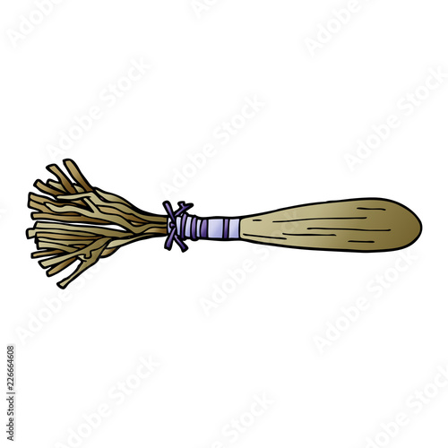 cartoon doodle magic broom