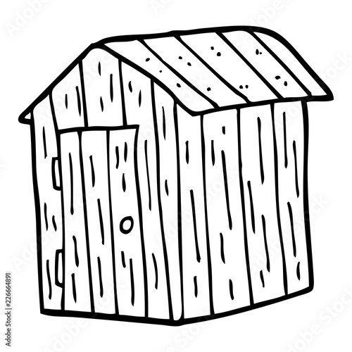 line drawing cartoon wooden shed