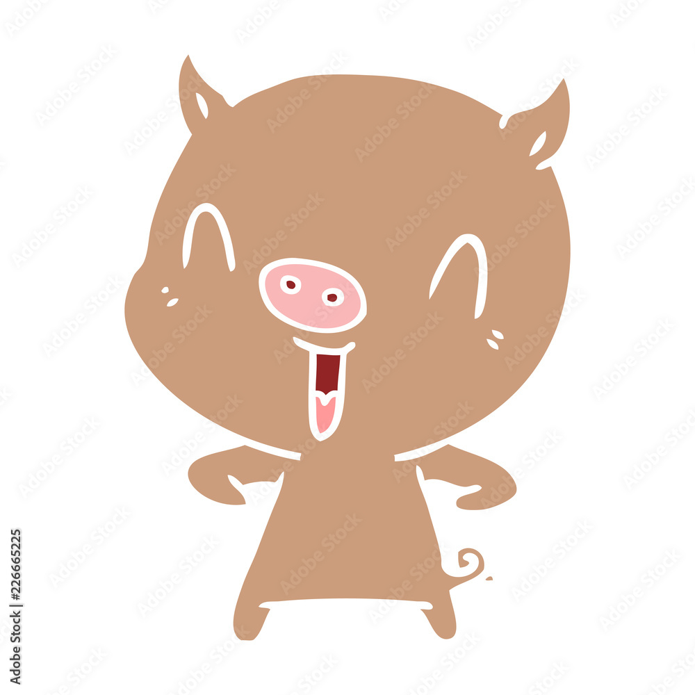 happy flat color style cartoon pig happy flat color style cartoon pig