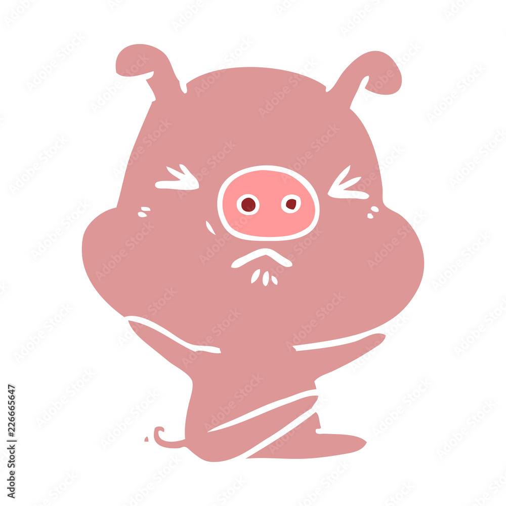 flat color style cartoon angry pig flat color style cartoon angry pig