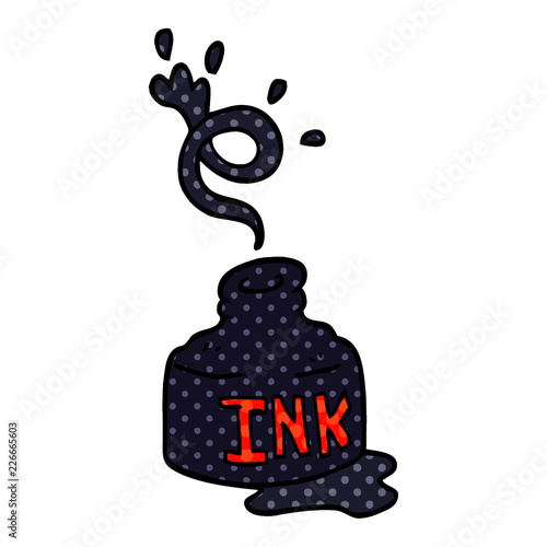 cartoon doodle spilled ink bottle