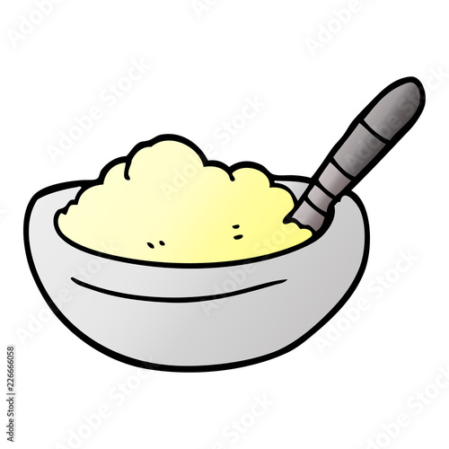 cartoon doodle bowl of mashed potato