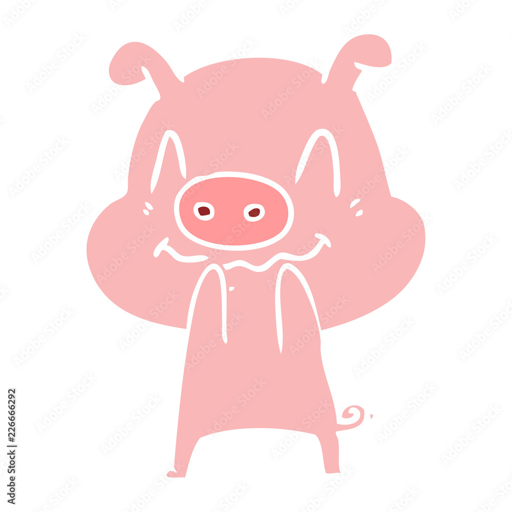 nervous flat color style cartoon pig nervous flat color style cartoon pig