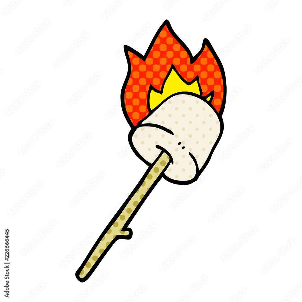 cartoon doodle marshmallow on stick cartoon doodle marshmallow on stick