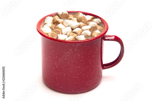 Mug of Hot Chocolate in a Red Metal Mug