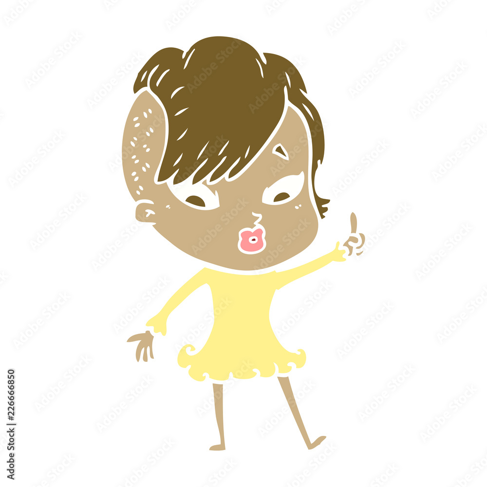 flat color style cartoon surprised girl pointing flat color style cartoon surprised girl pointing