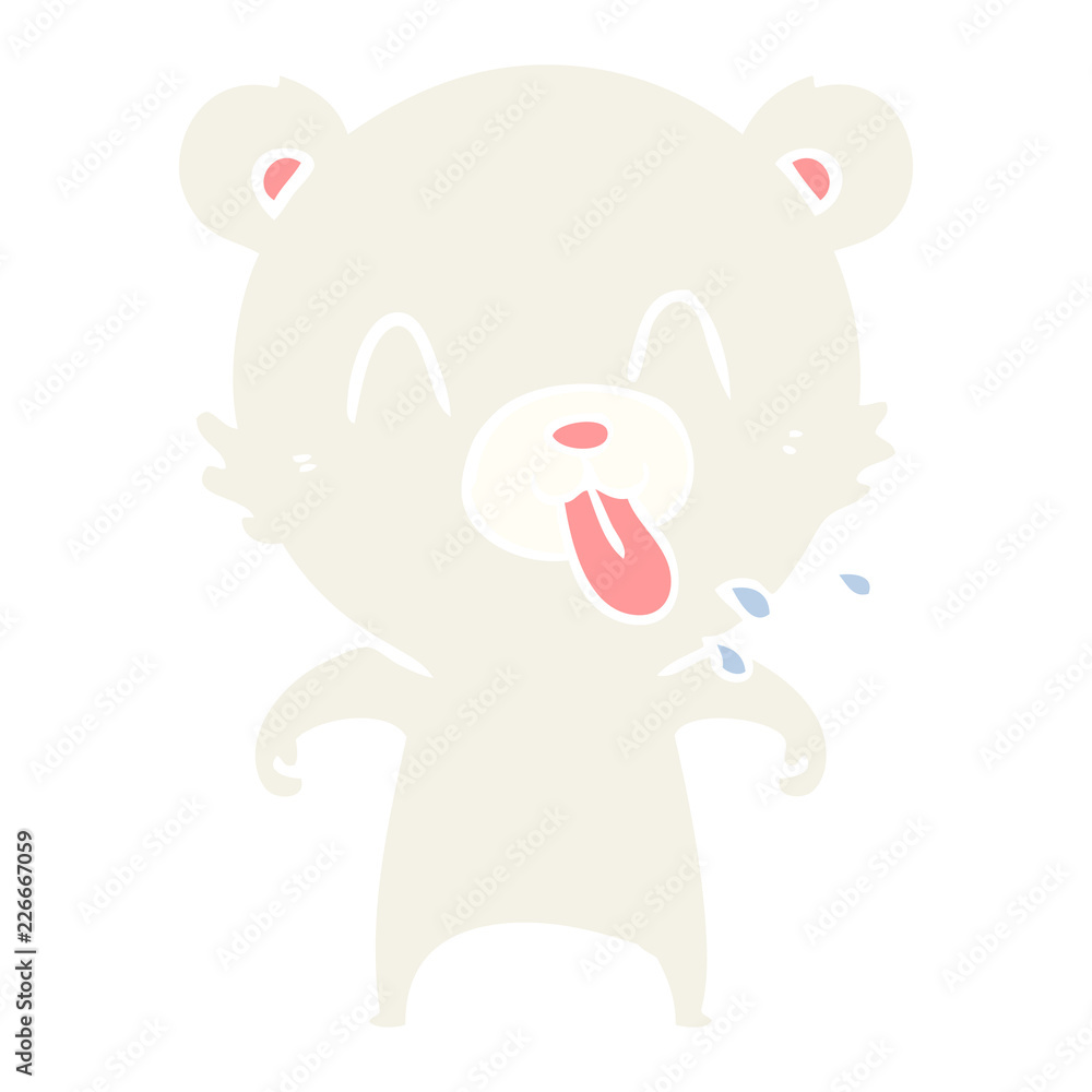 rude flat color style cartoon polar bear sticking out tongue rude flat color style cartoon polar bear sticking out tongue