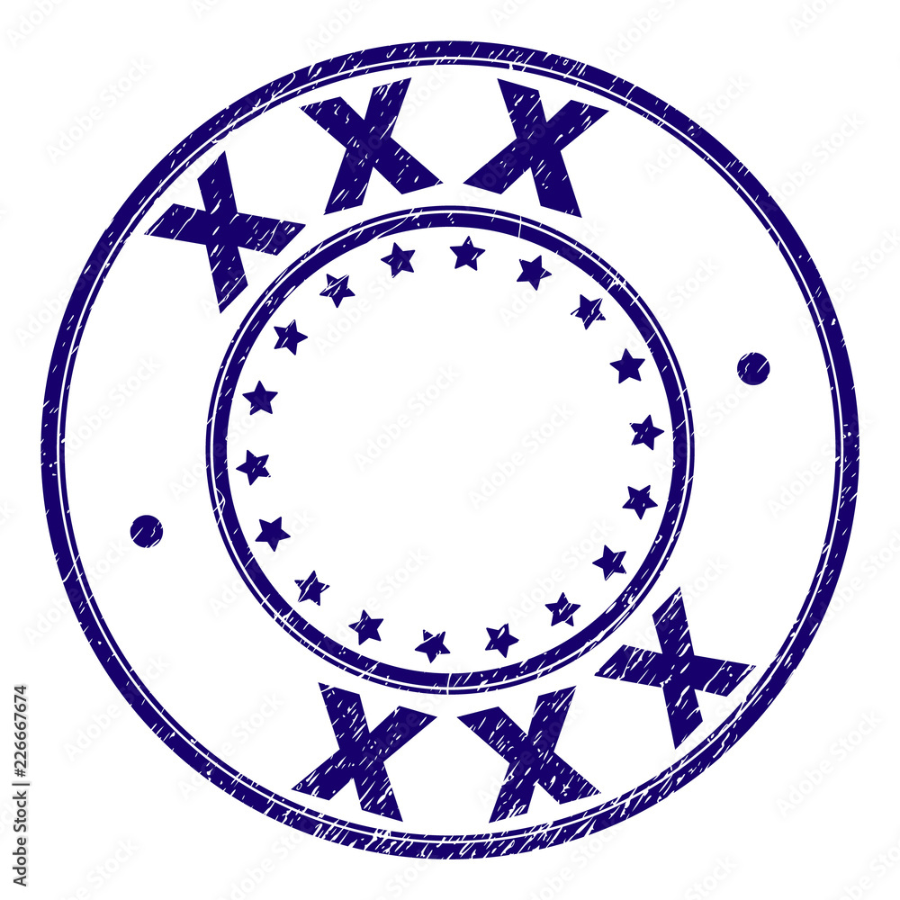XXX stamp seal watermark with grunge texture. Designed with circles and  stars. Blue vector rubber print of XXX text with grunge texture. Stock  Vector | Adobe Stock