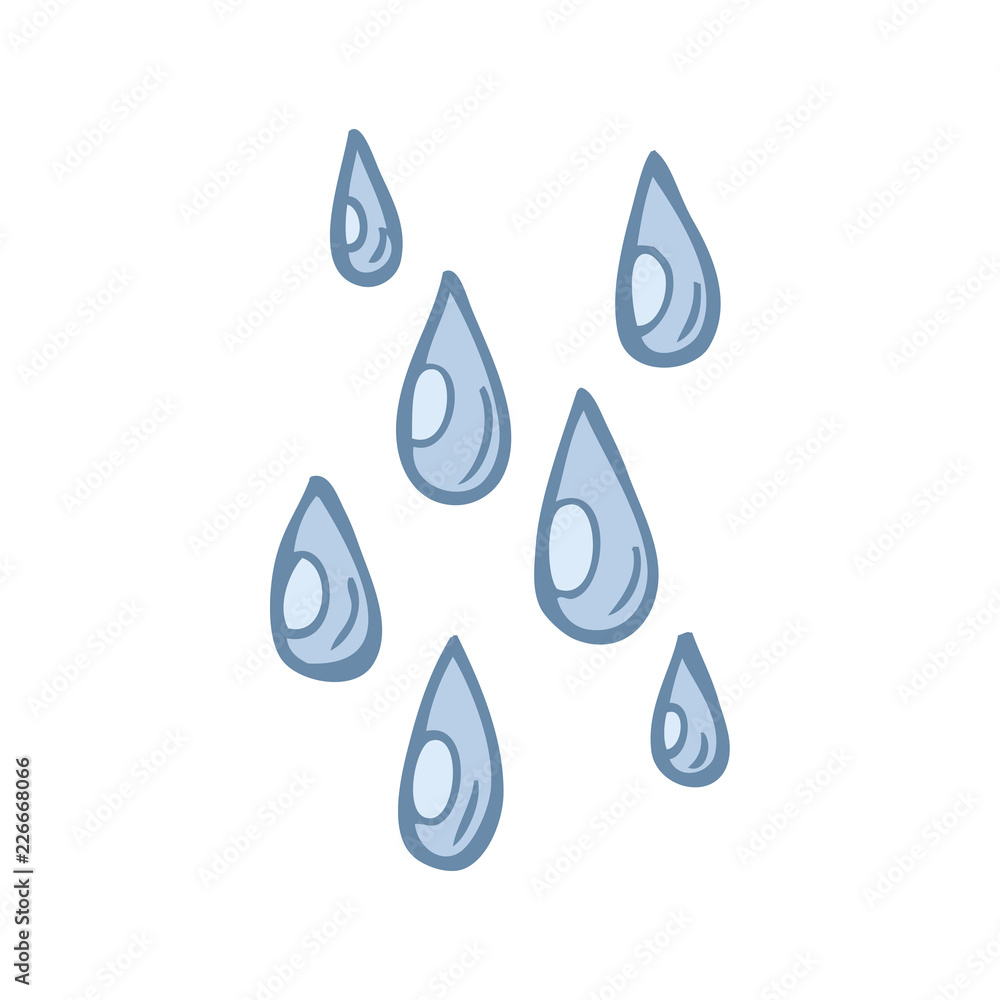 flat color illustration of a cartoon raindrops flat color illustration of a cartoon raindrops