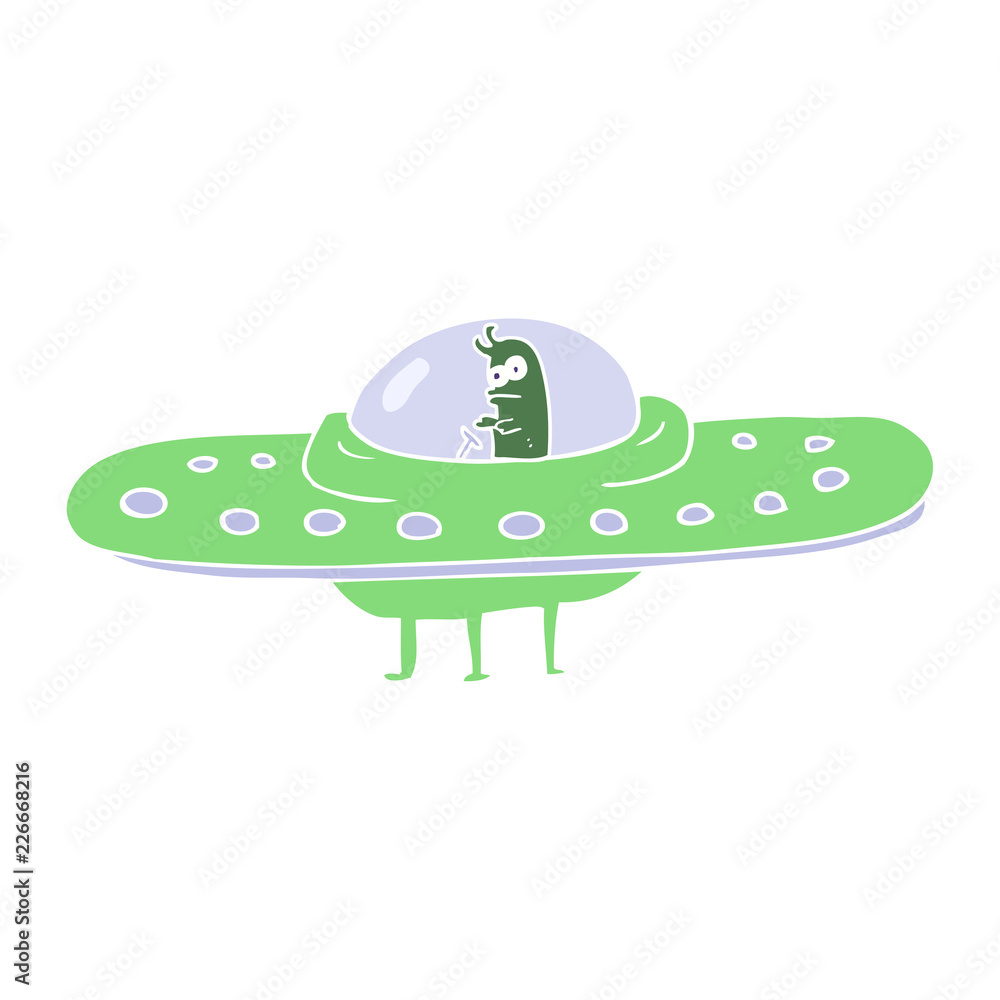 flat color illustration of a cartoon ufo flat color illustration of a cartoon ufo