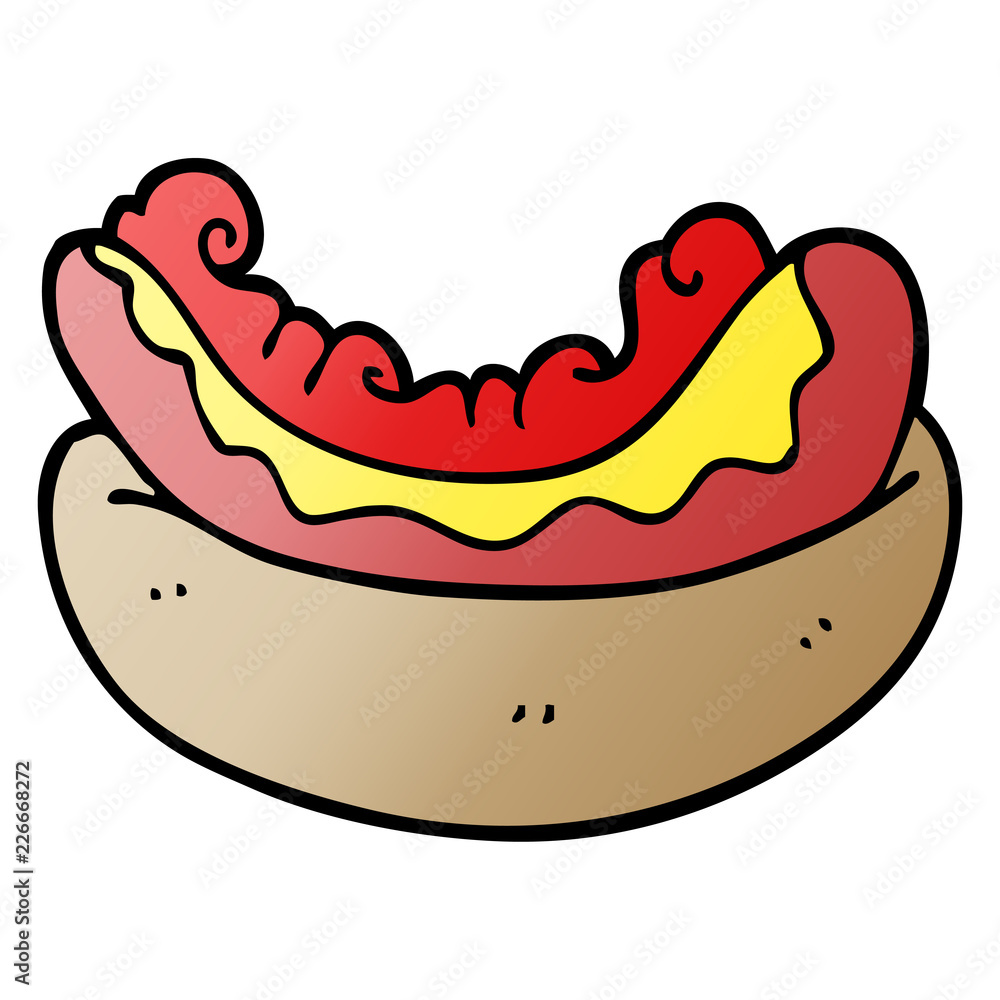 cartoon doodle hotdog in a bun cartoon doodle hotdog in a bun