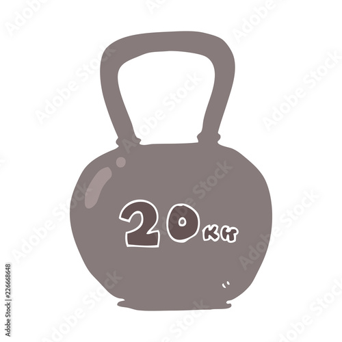 flat color illustration of a cartoon 20kg kettle bell