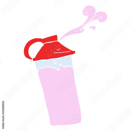 flat color illustration of a cartoon protein shake