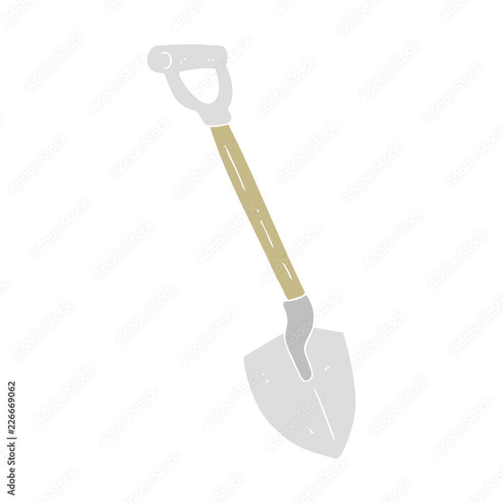 flat color illustration of a cartoon shovel flat color illustration of a cartoon shovel