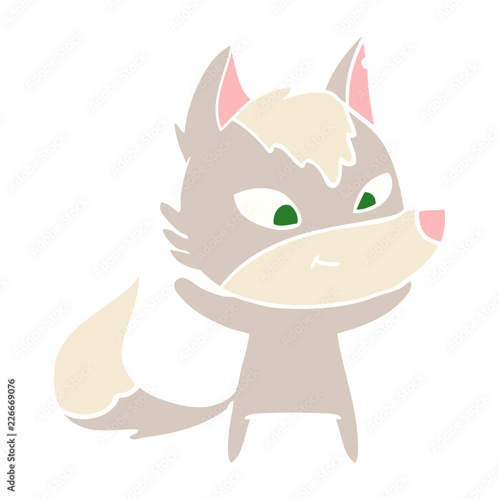 Obraz premium friendly flat color style cartoon wolf