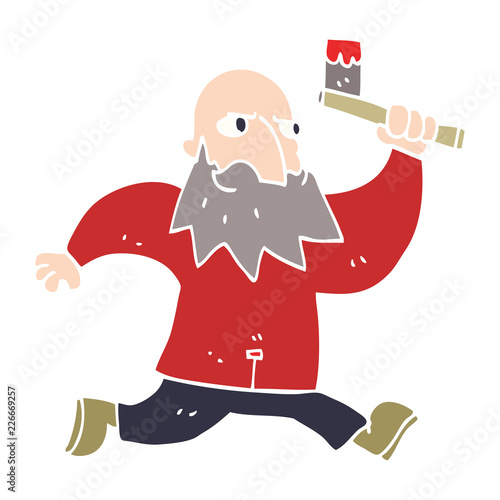 cartoon doodle man with bloody axe
