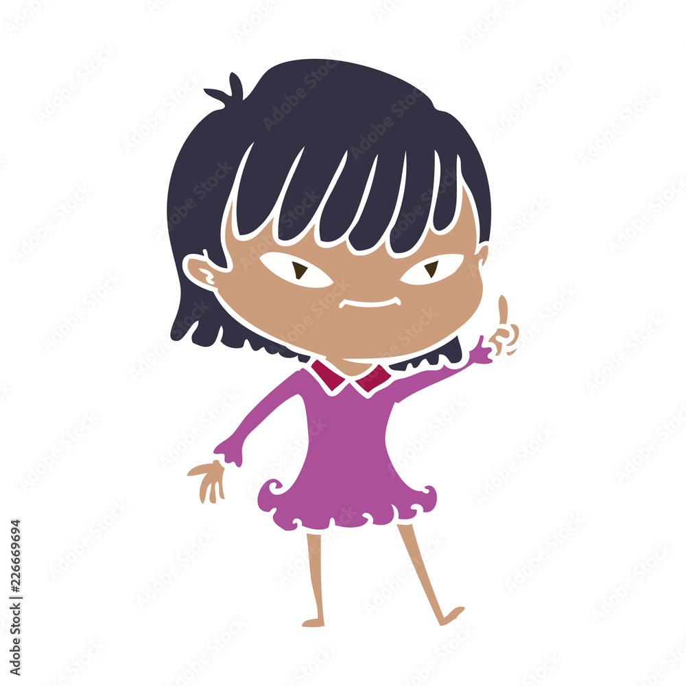 flat color style cartoon woman with idea flat color style cartoon woman with idea