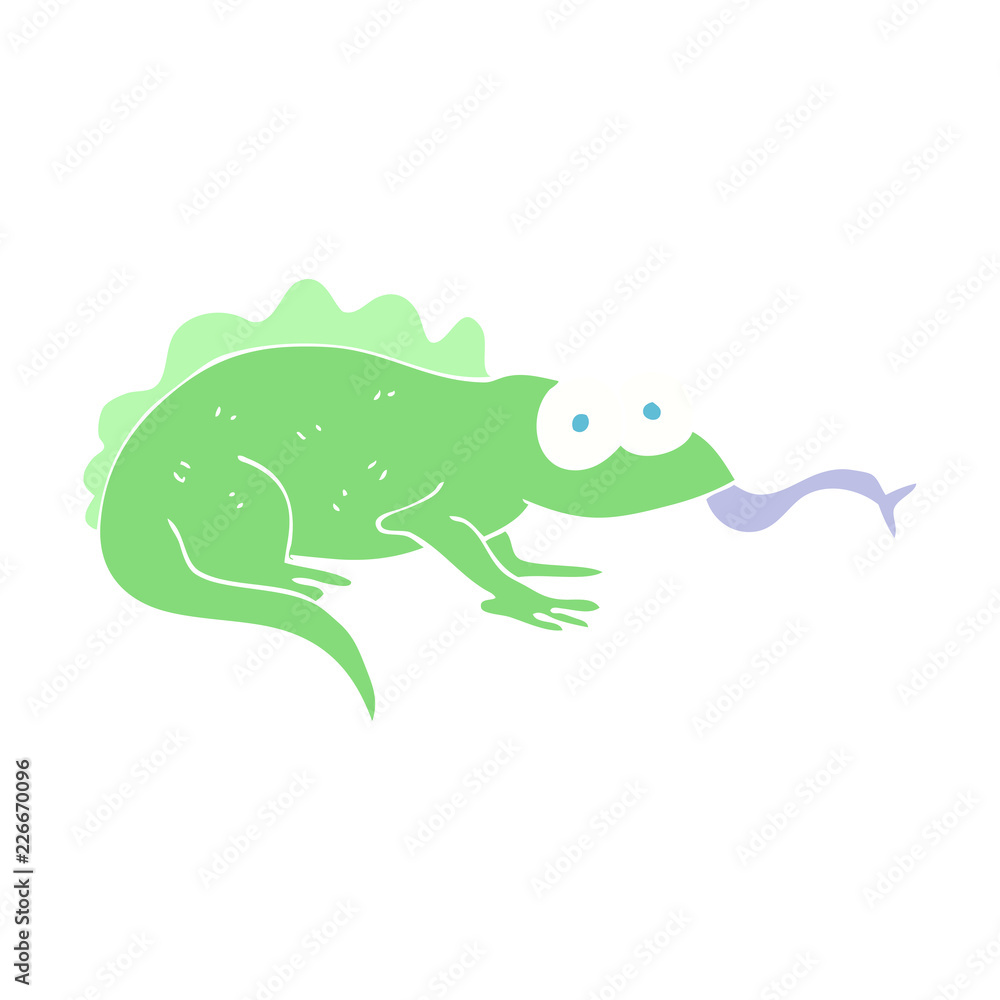 flat color illustration of a cartoon lizard flat color illustration of a cartoon lizard