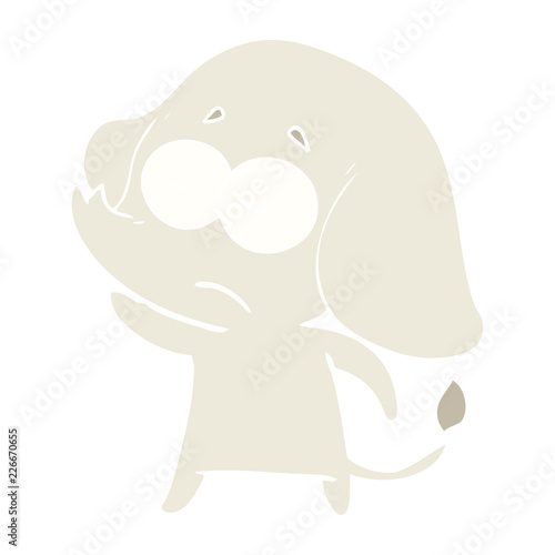 flat color style cartoon unsure elephant