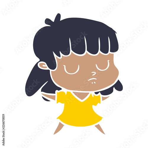 flat color style cartoon indifferent woman