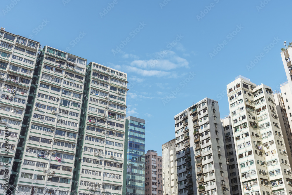 Naklejka premium residential building in Hong Kong city