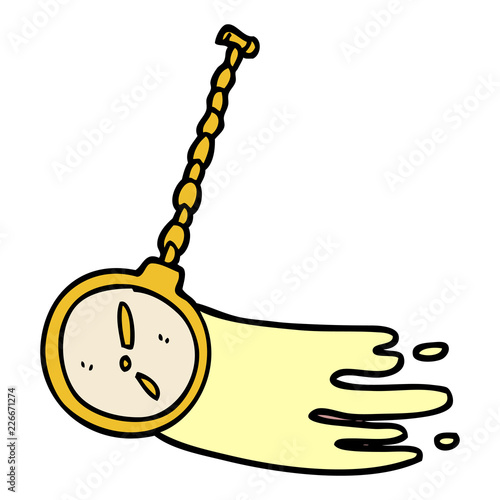 cartoon doodle swinging gold watch