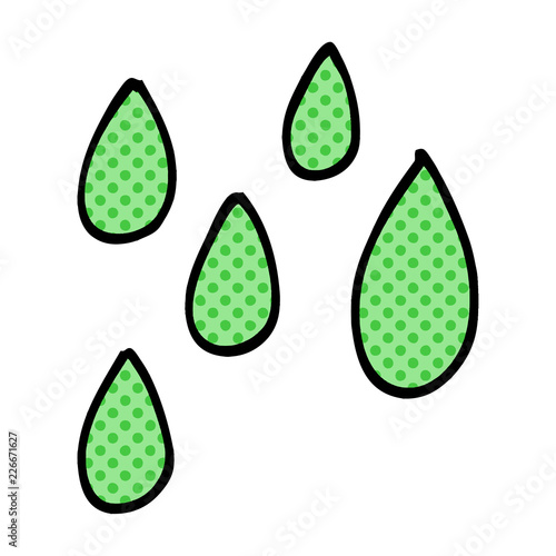 cartoon doodle green paint droplets
