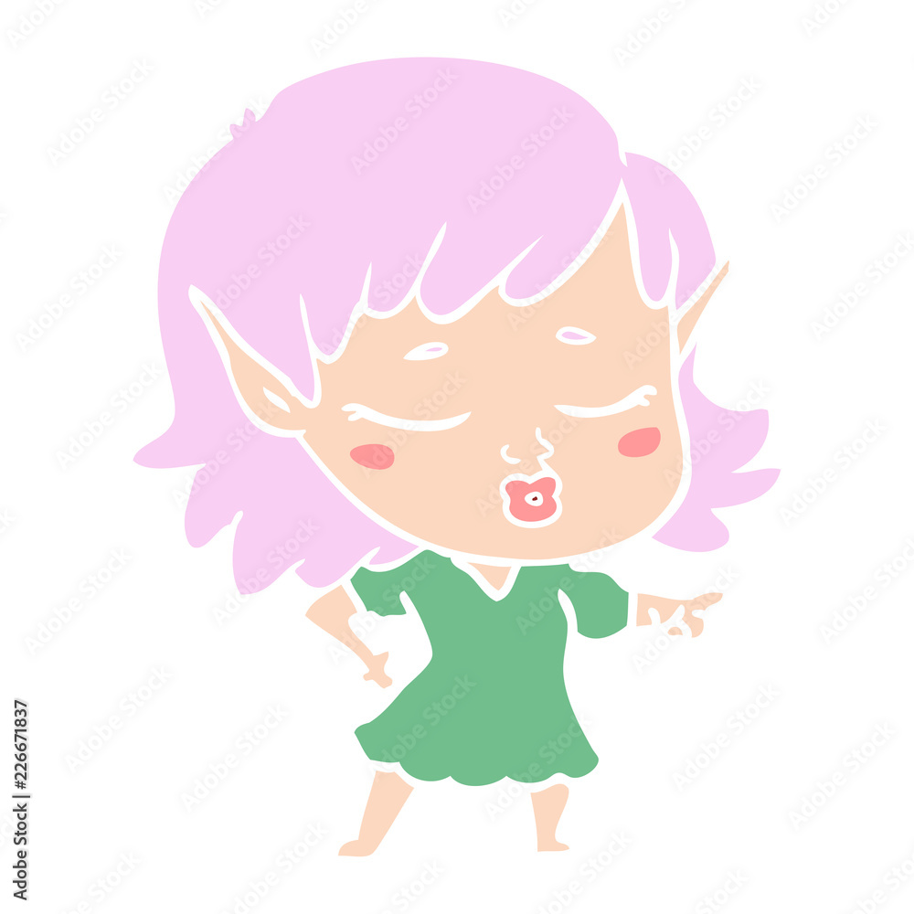 pretty flat color style cartoon elf girl pretty flat color style cartoon elf girl