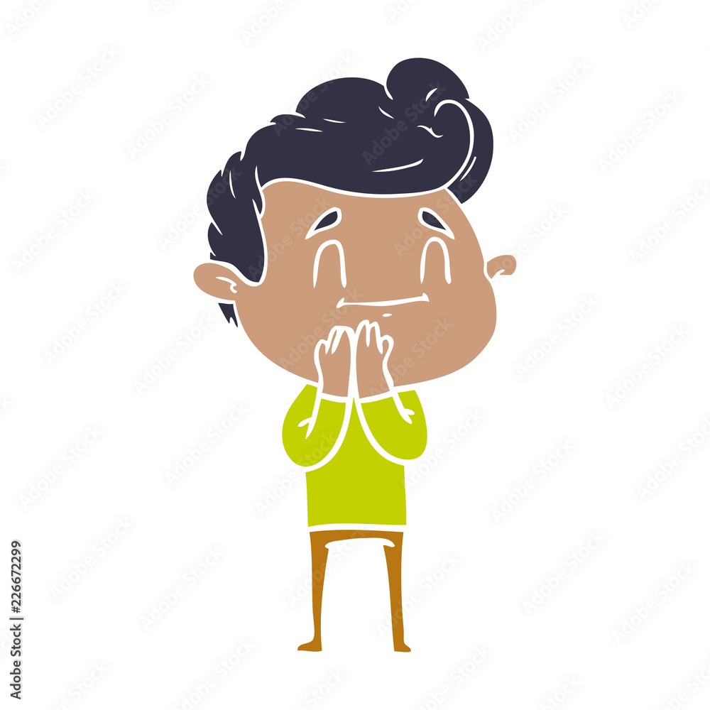 Fototapeta premium happy flat color style cartoon man